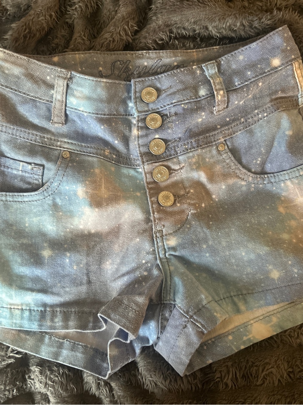 dELiA*s Blue Tie-Dye High-Waist Jean Shorts